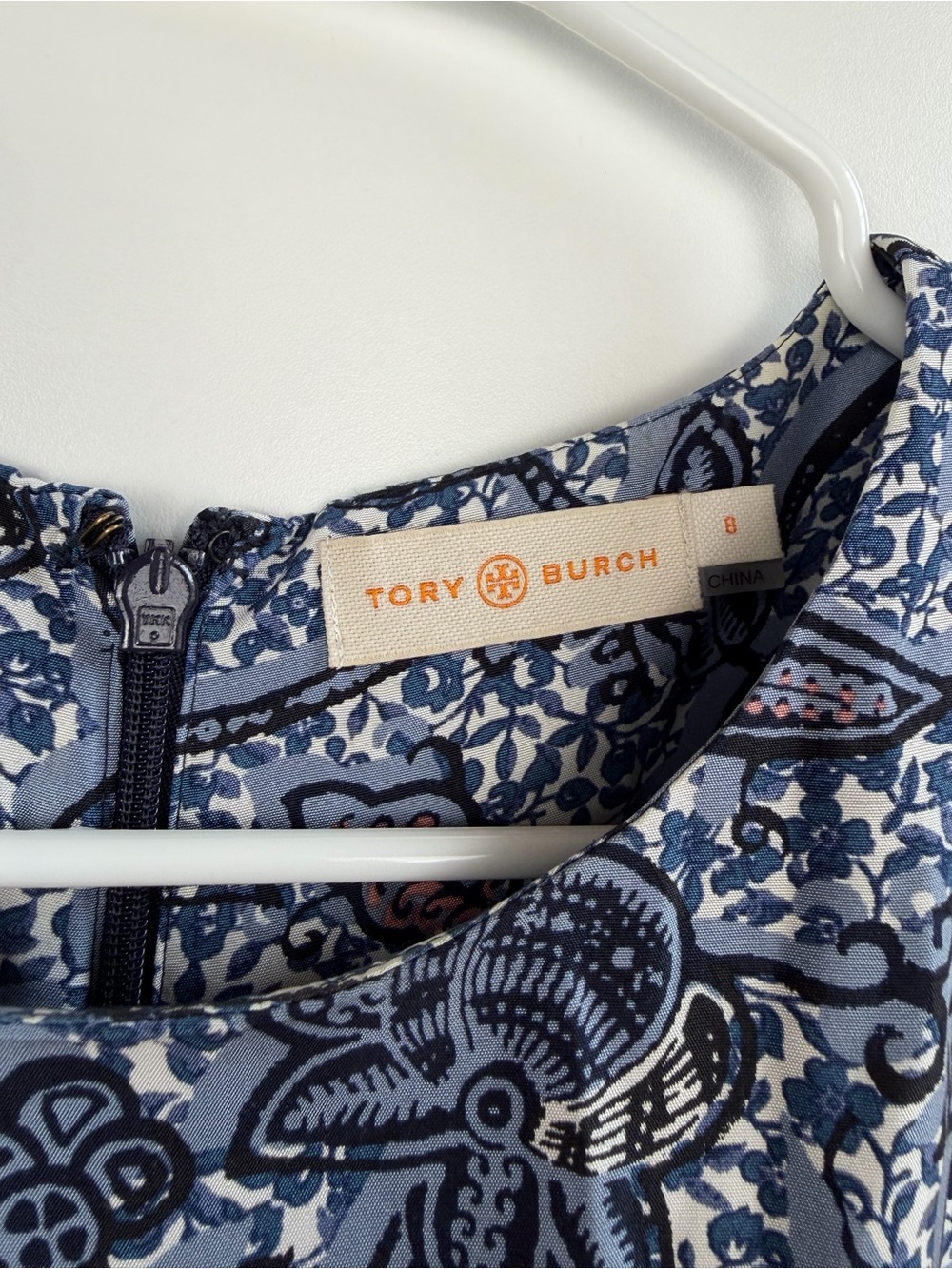 Tory Burch Navy Floral Sleeveless Shift Dress - Picture 9 of 10